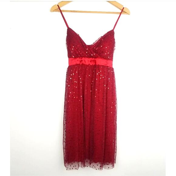 BCX | Red Sparkling Dress w/ Bow & Sequins Valentine's Day New - Picture 1 of 7